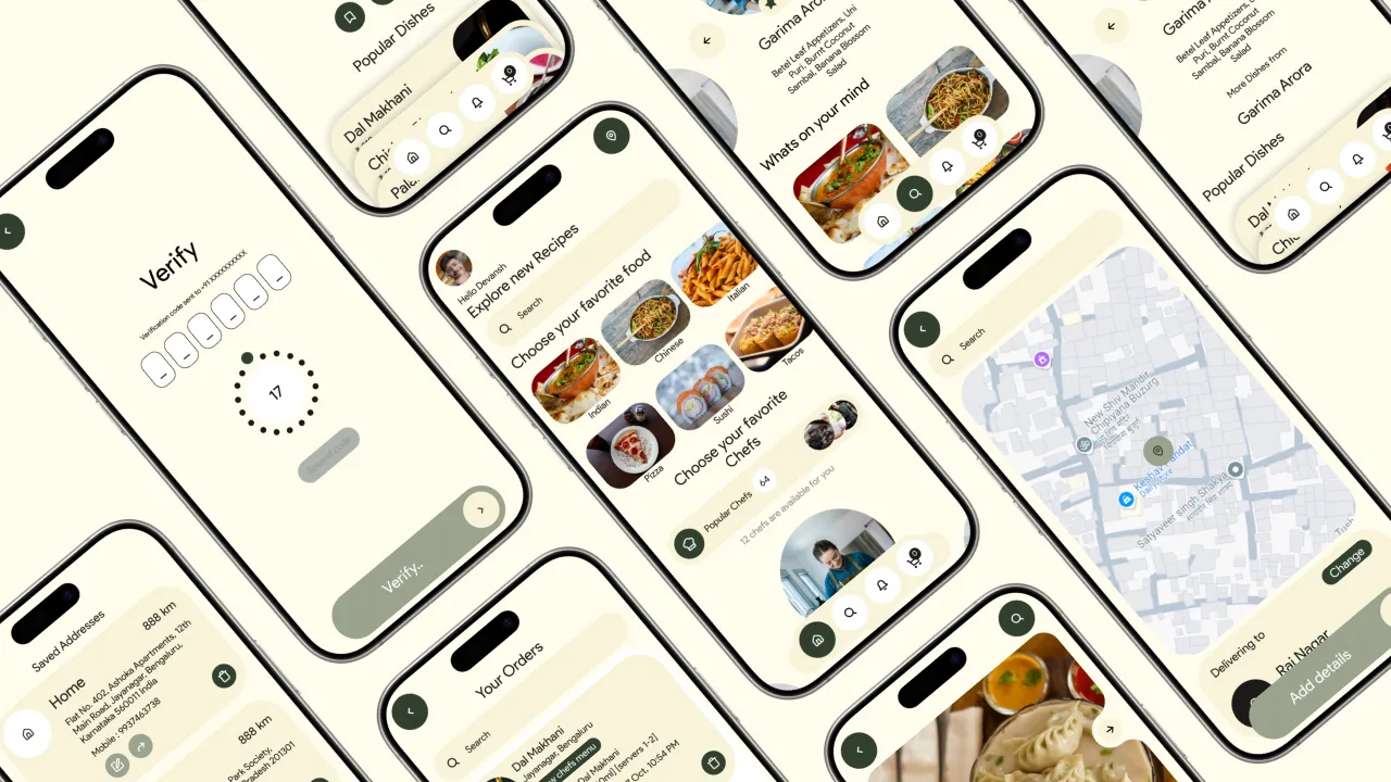 Kravings — food delivery app UI